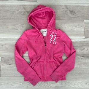 pink hollister zip up hoodie